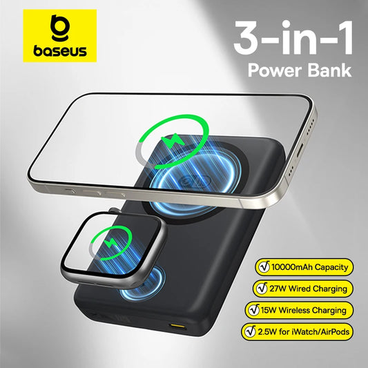 Baseus Pro Magnetic 27W Power Bank – 10000mAh 15W Wireless Charging