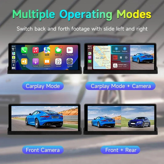10,26'' 4K Dash Cam met draadloze Android Auto &amp; CarPlay
