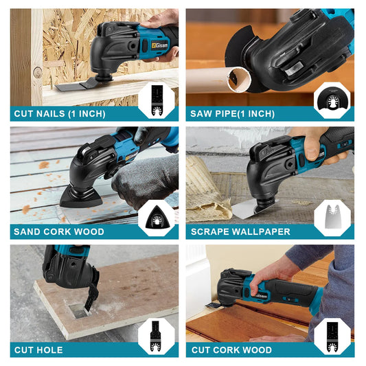 GΣ 20000OPM snoerloze oscillerende tool met snelontgrendeling – Multifunctionele triltrimmer met antivibratie voor Makita 18V-accu met pin