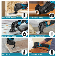 GΣ 20000OPM Cordless Quick-Release Oscillating Tool – Anti-Vibration Multi-Function Trimmer for Makita 18V Battery Pin