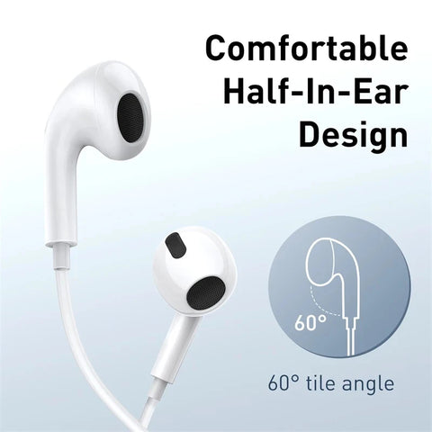 Baseus Wired In-Ear Earphones with Microphone for Xiaomi & Samsung - 3.5mm, 1.1m Cable, Sport Control