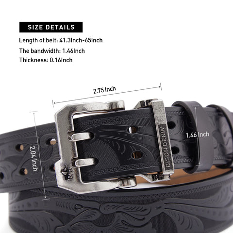 Bison Denim Men's Genuine Leather Pin Buckle Belt