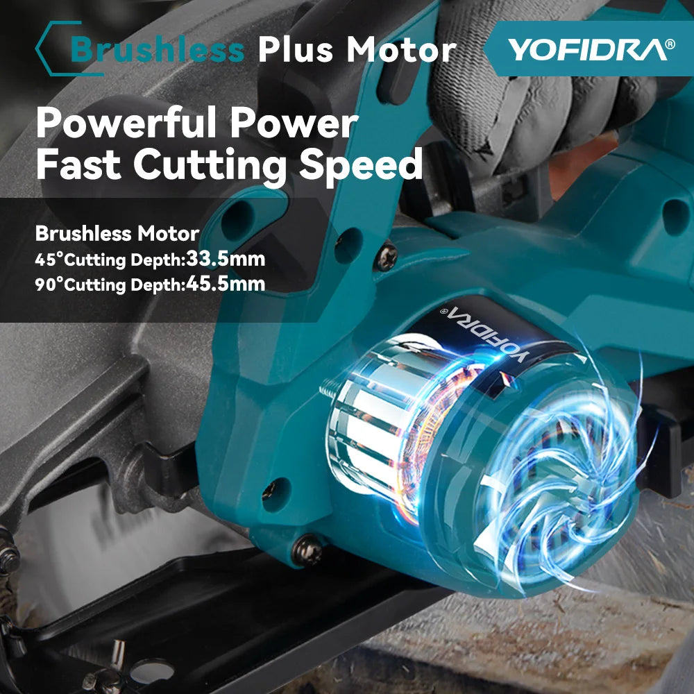 YOFIDRA 10800RPM 5/7 Zoll Elektrische Kreissäge Handheld Multifunktions Wiederaufladbare Schneidemaschine Für Makita Batterie Pin
