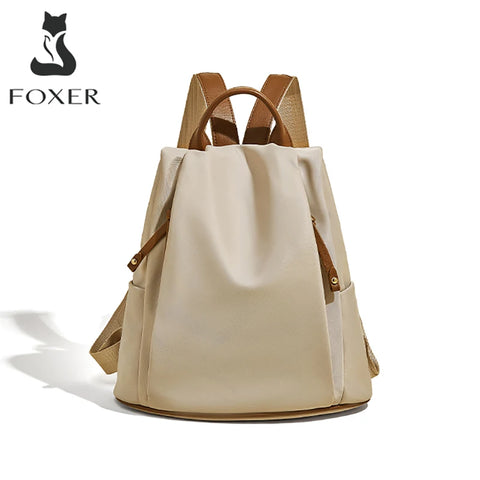 FOXER 2025 Women’s Fabric Backpack - Fashion Top-Handle Schoolbag