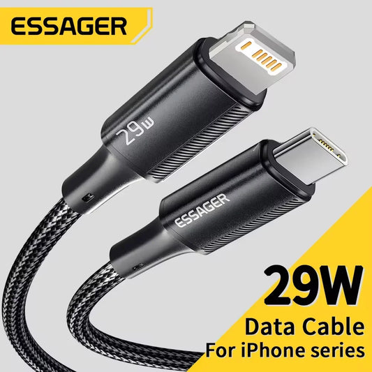 Essager USB C to Lightning Cable - 29W PD Fast Charging for iPhone 14/13/12/11 Pro Max, iPad, MacBook