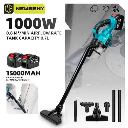 NEWBENY 1000W Cordless Electric Vacuum Cleaner – Powerful Rechargeable Household Cleaning Tool for Makita Battery Pin
