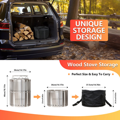 Portable Stainless Steel Fire Pit for Camping and Backyard