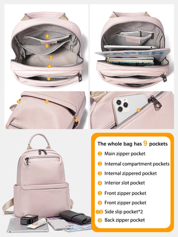 Zency Women's Soft Leather Backpack: Luxury Travel Rucksack with Large Capacity