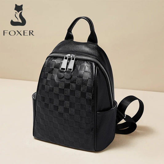 FOXER Women Split Leather Casual Backpack