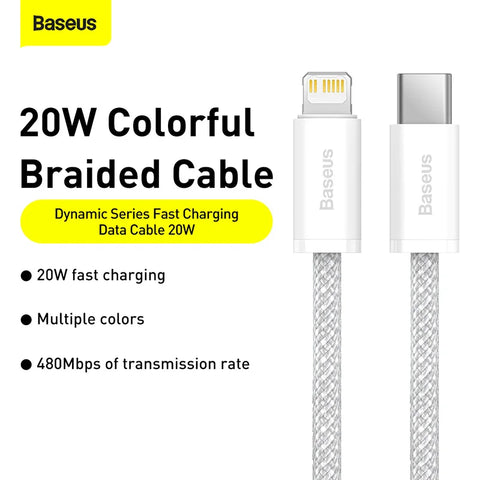 Baseus USB-C Fast Charging Cable for iPhone 14/13/12/11 Pro Max, iPad & MacBook - 20W Power Delivery