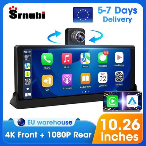 10,26'' 4K Dash Cam met draadloze Android Auto &amp; CarPlay