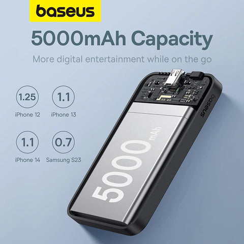 Baseus Core 5000mAh Magnetic Power Bank – Mini Wireless & 20W Wired Fast-Charge