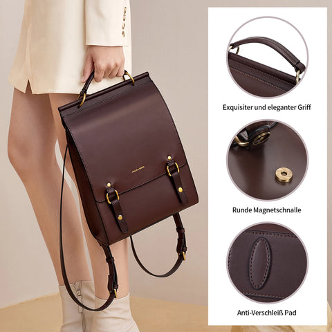 Cnoles Vintage Women's Leather Backpack - Casual Shoulder Bag & Travel Purse