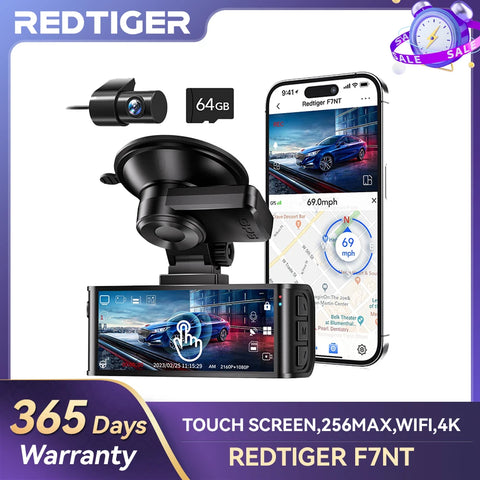 REDTIGER 4K Dual Dash Camera met wifi en gps
