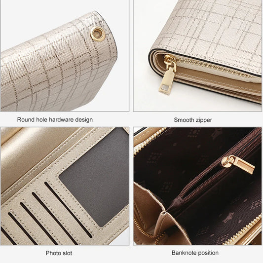 FOXER Split Leather Women's Long Clutch Wallet - 2025 Fashion Lightweight Card Bag