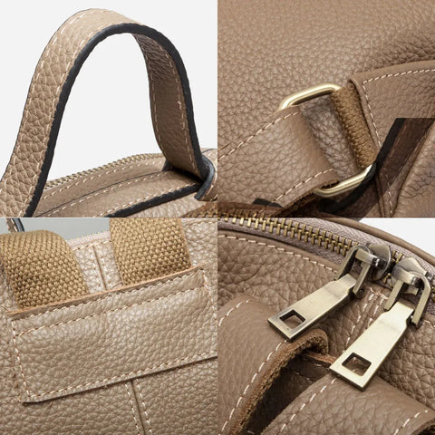 Zency Women Stylish Classic Khaki Leather Backpack