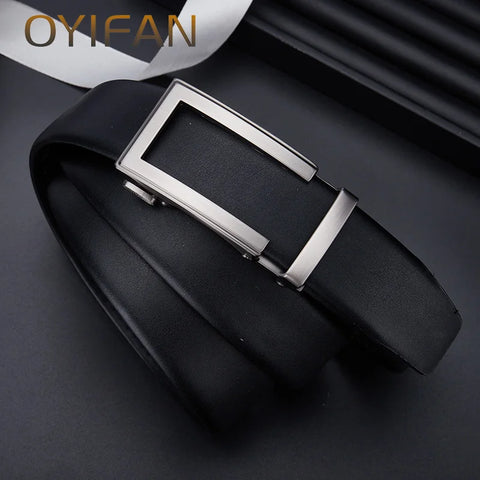 OYIFAN Adjustable Genuine Leather Belt – Formal & Jeans Style with Auto Buckle