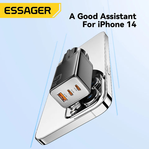 Essager GaN USB Type C Charger 67W Fast Charging for Samsung, iPhone 16/15/14 Pro, Huawei, Laptops, EU Plug