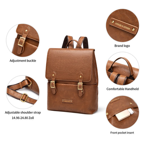 Cnoles Elegant Leather Women’s Anti-Theft Backpack