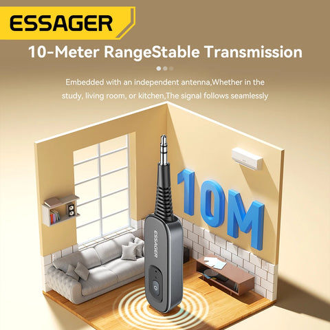 Essager Bluetooth 5.1 Audio Adapter - 2-in-1 Receiver & Transmitter for TV, Car & Earphones
