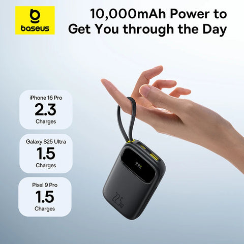 Baseus Power+ 22.5W Power Bank – 10000mAh/20000mAh with Retractable Cables