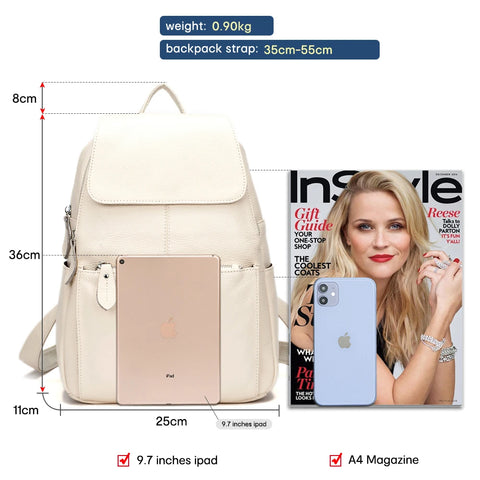 Zency Genuine Leather Women's Backpack - Designer Travel Knapsack