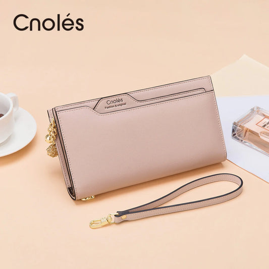 Cnoles Lange Envelop Portemonnee - Elegante Zachte Leren Clutch voor Dames