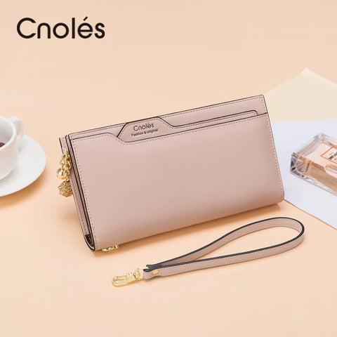 Cnoles Lange Envelop Portemonnee - Elegante Zachte Leren Clutch voor Dames