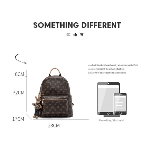 FOXER Women Retro Fashion Backpack - Stylish PVC Printing Rucksack