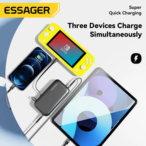 Essager Power+ 65W Power Bank – 15000mAh Portable with USB-C Cable