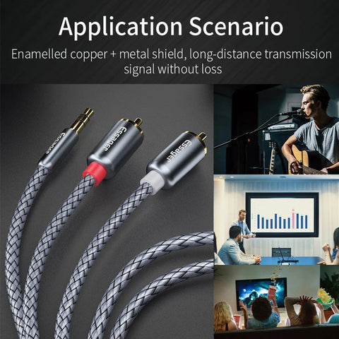 Essager RCA Audio Cable 3.5mm to 2RCA Male Splitter for TV, PC, Amplifiers, and Speakers
