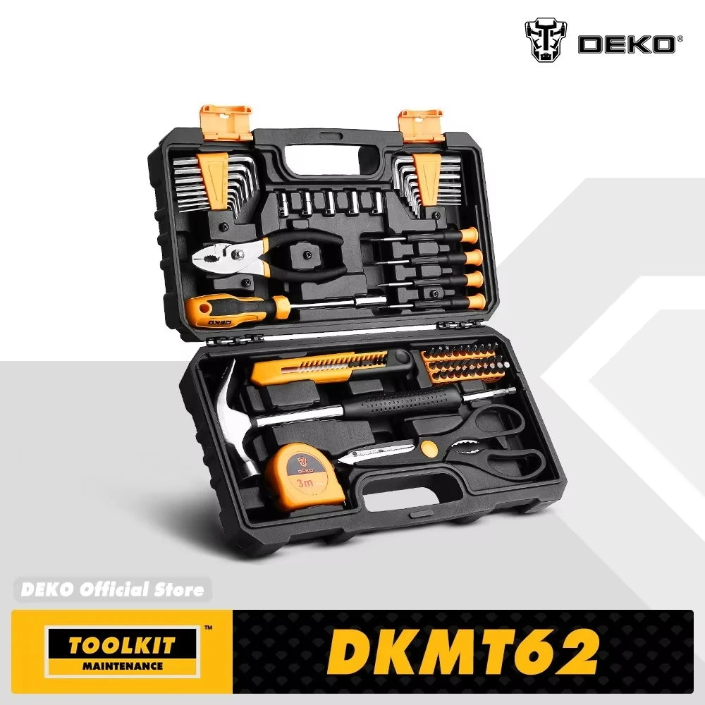 DEKO DKMT62 Hand Tool Set – CR-V & S2 Ratchet Socket Kit with Bits for Professional Auto Repair