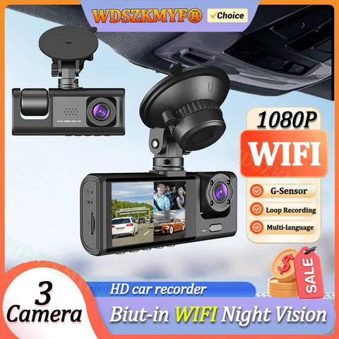 WIFI APP-bediening 3-kanaals 1080P dashcam