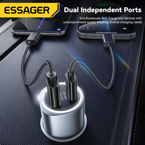 Essager USB C Car Charger 89W - Super Fast PD & QC 3.0 Charging for iPhone 15, Xiaomi, Huawei, OnePlus, Realme