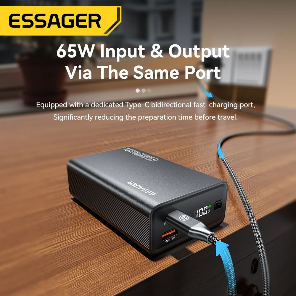 Essager 65W Power Bank – 20000mAh Portable PD Fast-Charge