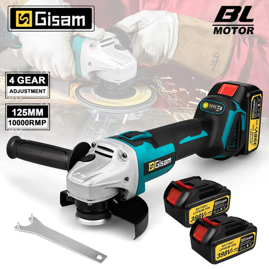 GΣ 125mm Brushless Cordless Angle Grinder – Variable Speed M14 Cutting Tool for Makita 18V Battery Pin
