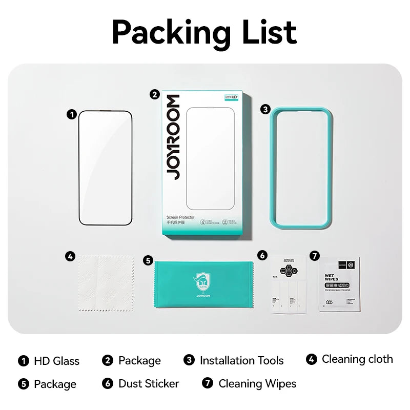 Joyroom HD Glass Screen Protector for iPhone 11-16 Pro Max | Ultimate Full-Screen Tempered Glass Protection