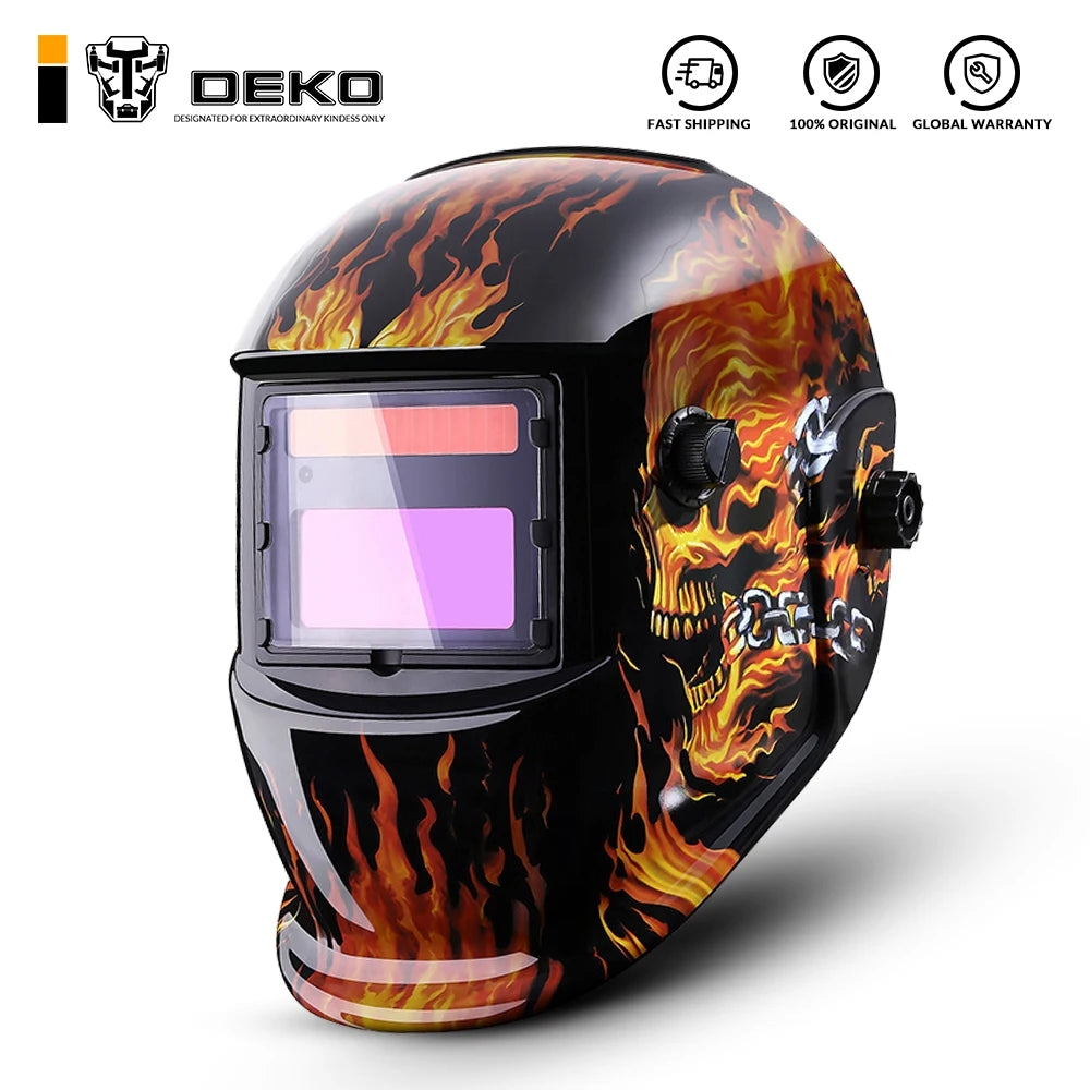 DEKO Auto-Darkening Welding Helmet – Adjustable Lens for MIG & MMA Welding