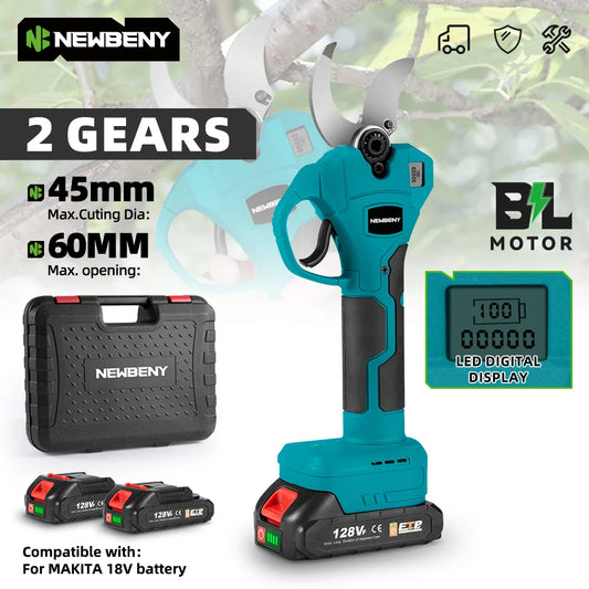 NEWBENY 2-Speed Brushless Cordless Pruning Shears – Electric Branch Cutter for Makita 18V Battery
