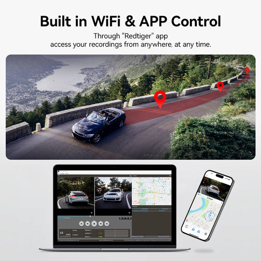 REDTIGER 4K Dual Dash Camera met wifi en gps