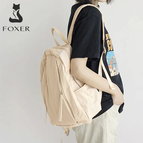 FOXER Waterproof Solid Color Women's Backpack - Stylish Laptop School Bag