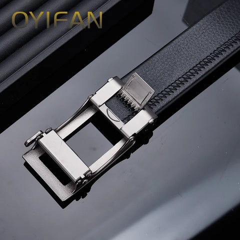 OYIFAN Adjustable Genuine Leather Belt – Formal & Jeans Style with Auto Buckle