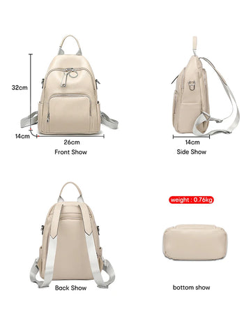 Zency Anti-Theft First Layer Leather Backpack for Women