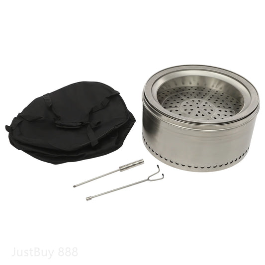 50x40cm Folding Smokeless Fire Pit - Portable Stainless Steel for Outdoor Fun