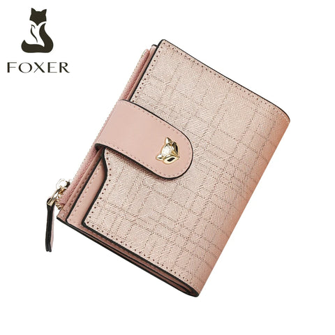 FOXER 2025 Cowhide Leather Women's Mini Clutch Wallet