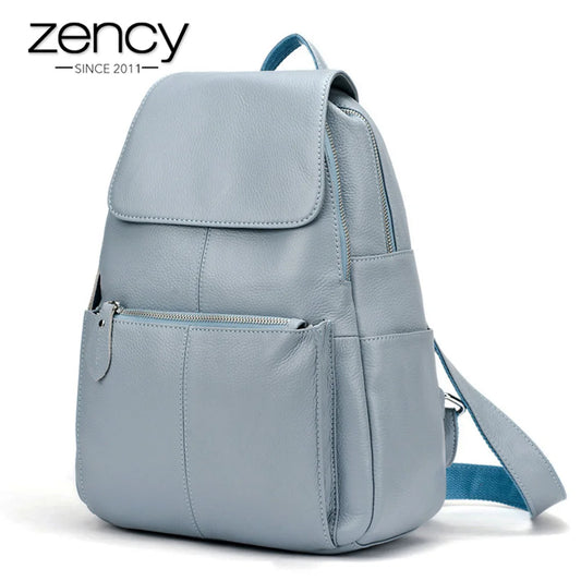 Zency Genuine Leather Women's Backpack - Designer Travel Knapsack