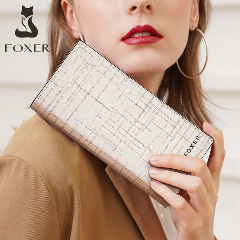 FOXER Women Leather Wallet - Long Purse Card Holder for Gifting