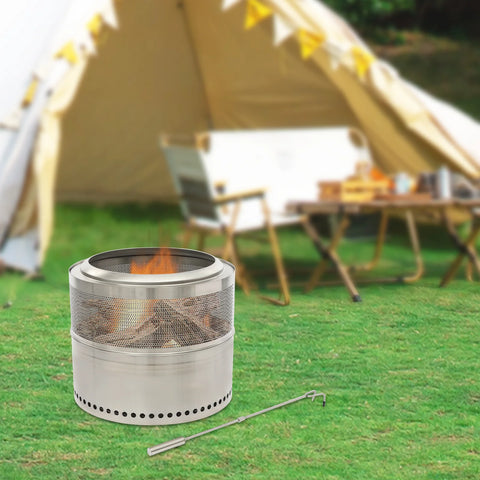 50x40cm Folding Smokeless Fire Pit - Portable Stainless Steel for Outdoor Fun