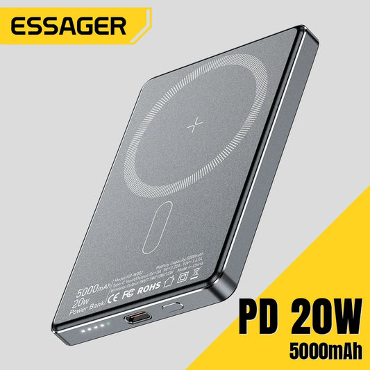 Essager Magnetic 20W Power Bank – 5000mAh Wireless Fast Charge