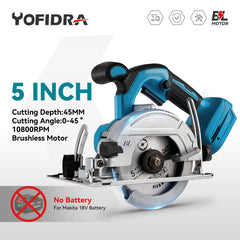YOFIDRA 10800RPM 5/7 Zoll Elektrische Kreissäge Handheld Multifunktions Wiederaufladbare Schneidemaschine Für Makita Batterie Pin